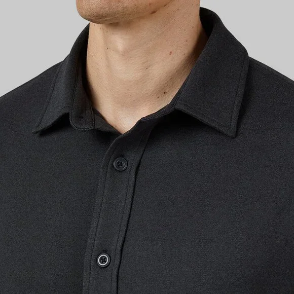 32 Degrees MEN'S CHARCOAL HEATHER KNIT L/S BUTTON-UP/NWT/M - Picture 2 of 13